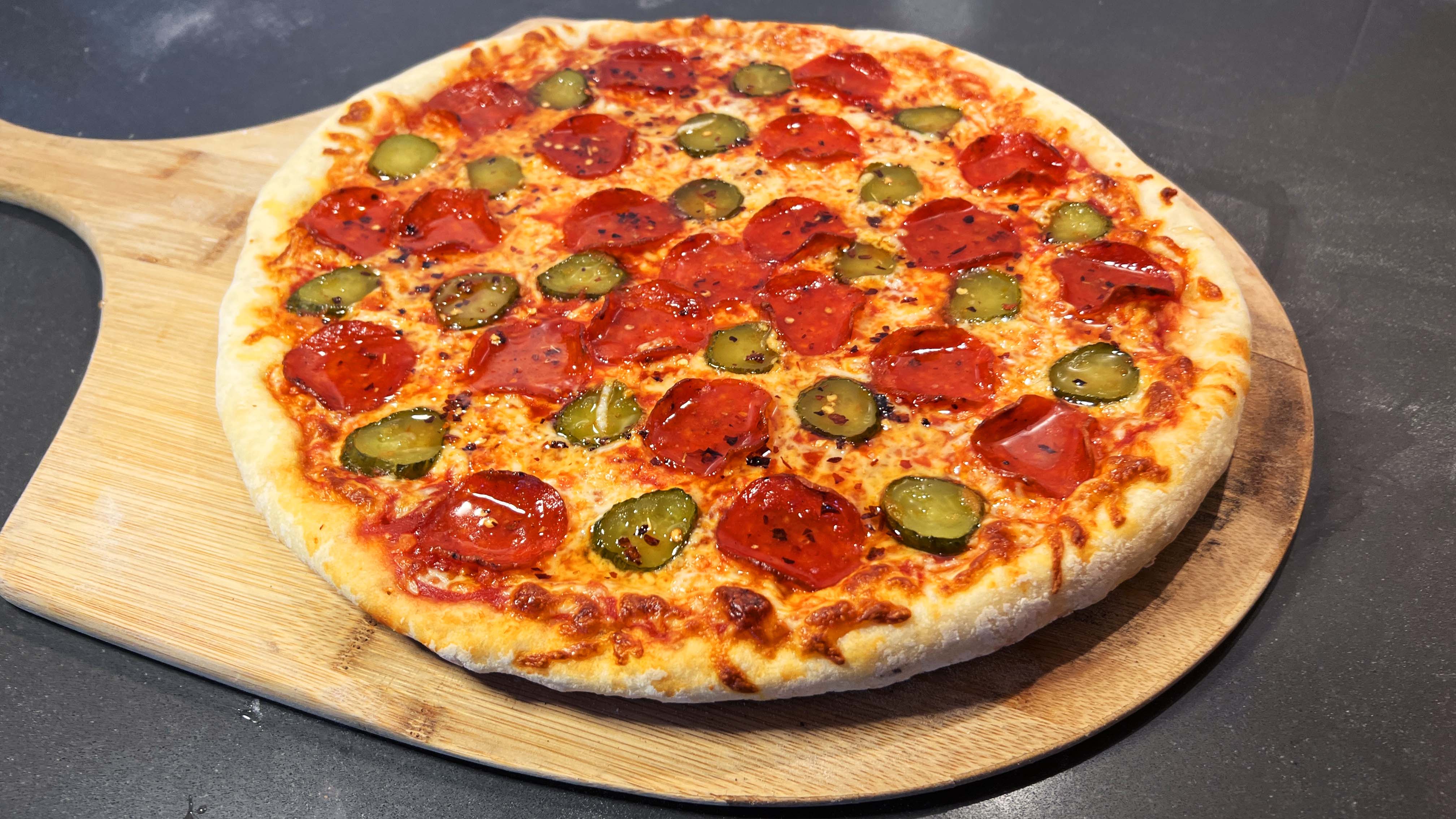 Hot Honey Pepperoni Pickle Pizza - Weird Wild Pizza